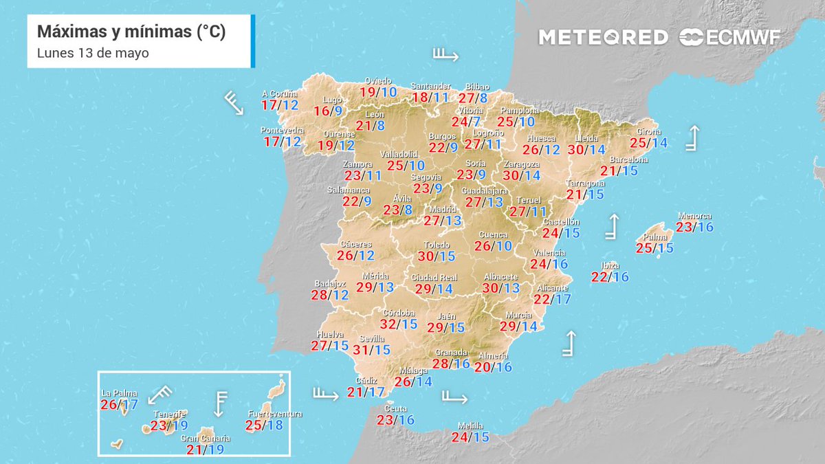 #ElTiempoHoy Un frente dejará precipitaciones en la mitad norte peninsular. Por la tarde se activanrán avisos en el área cantábrica 🟡, Navarra y norte de Burgos. En el resto, menos nubes cuanto más al sur 🌤️. 🌐 i.mtr.cool/txmtxbgejs
