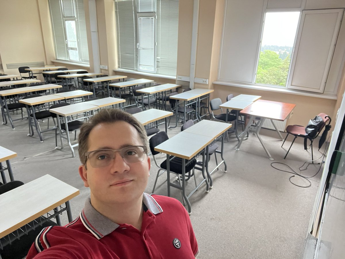 For the first time in my academic career I am greeted by an empty room. Why? Because all the students are protesting against the Russian law in Georgia. ✌️