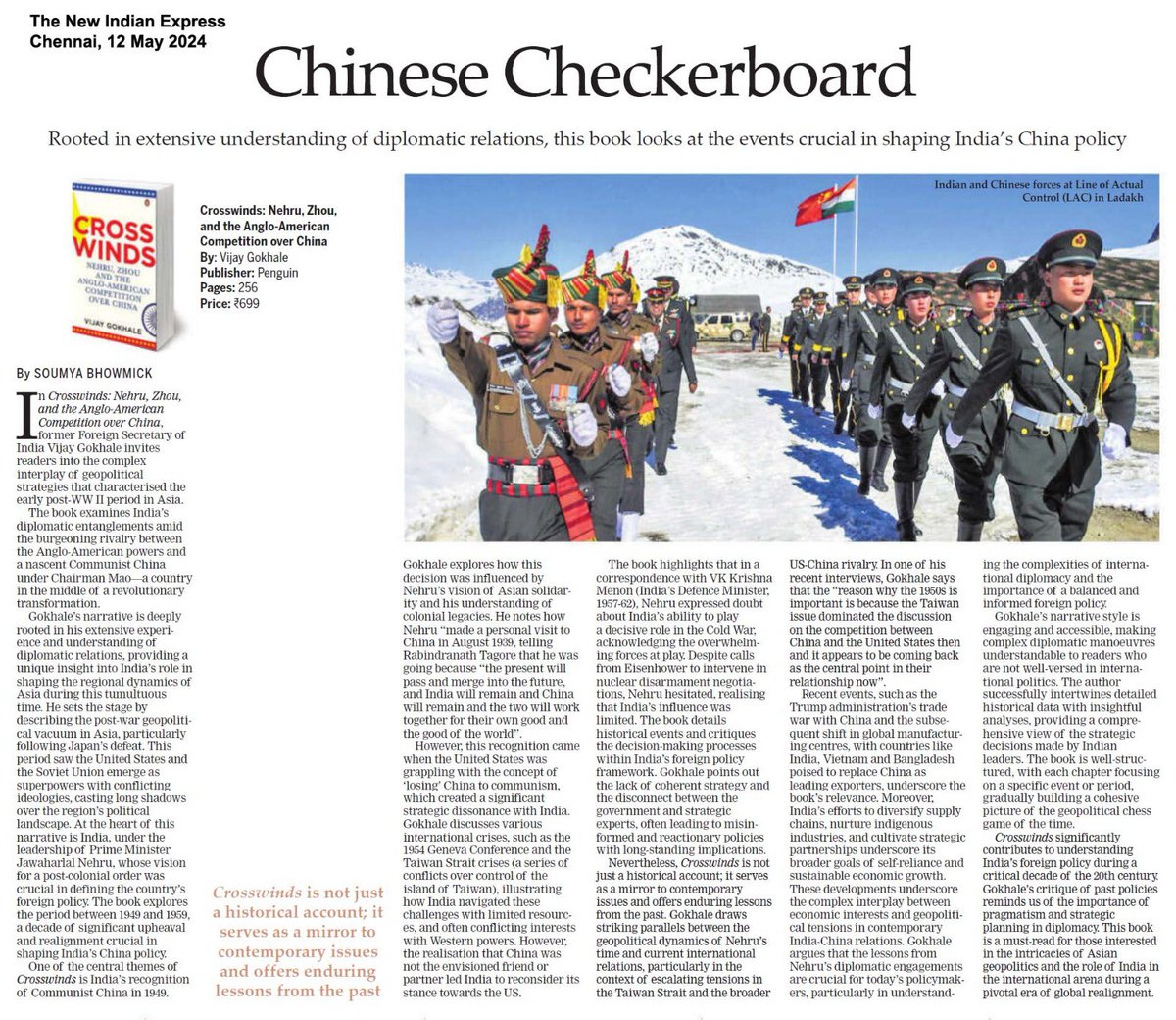 Most recent review of my latest book ‘Crosswinds - Nehru, Zhou and the Anglo American Competition over China’ published by @PenguinIndia