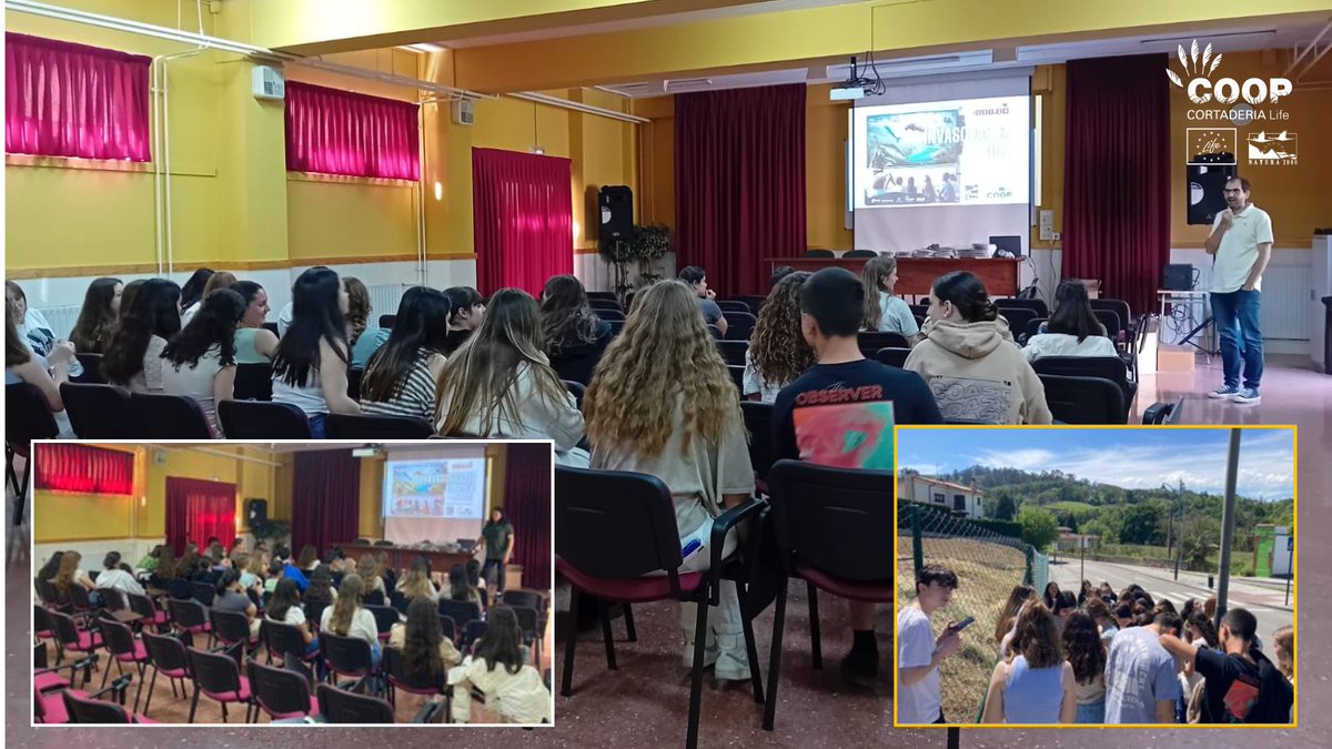 🎉El pasado viernes, colaborando con la #SEI2024, acompañamos al @iesrionora para hablar de #invasoras y de #plumero🌾a 3️⃣5️⃣ alumnas y alumnos de este centro asturiano. 🌞 También nos dimos un paseo para aprender a utilizar la plataforma Alerta Cortaderia 💯 #LIFEprogramme