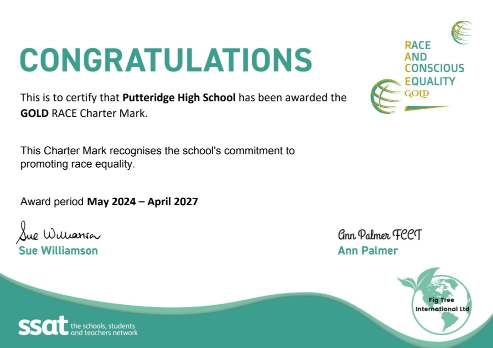 Massive congratulations @PutteridgeHSch on this superb achievement. This recognises your commitment to diversity and inclusion at the highest level. Keep up the excellent work!