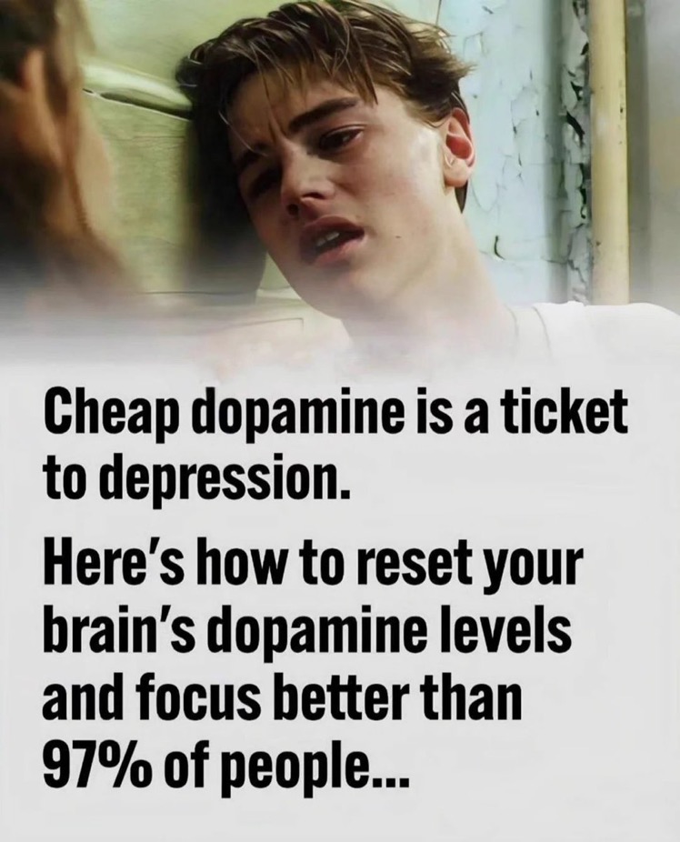 Cheap Dopamine is a ticket to depression.

Here’s how to reset your brain’s dopamine levels and focus better than 97% of people...
