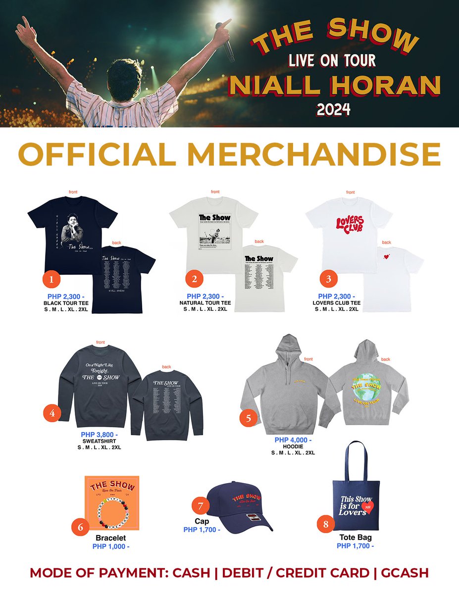 ICYMI: These #TheShowLiveOnTourPH official merchandise are up for grabs today during #NiallHoranAtMOAArena! #NiallHoranInManila #ChangingTheGameElevatingEntertainment