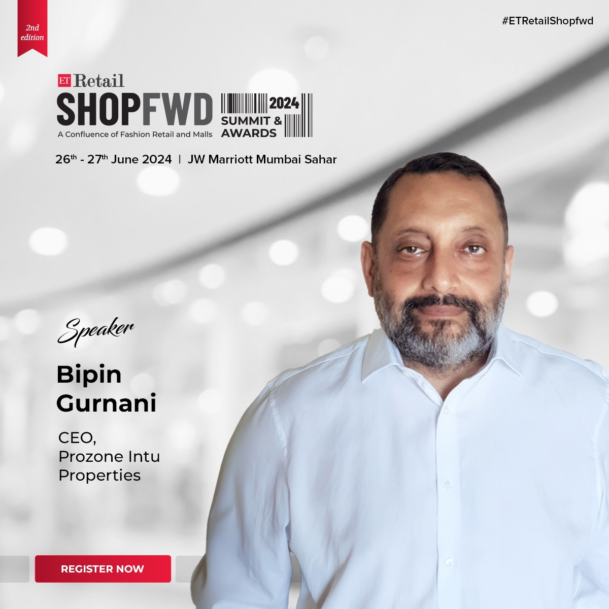 We're thrilled to welcome Bipin Gurnani, CEO of Prozone Intu Properties, as our esteemed speaker for #ETRetailShopFwd. 🏬 Know more- bit.ly/3U1BdMS #ETRetail #ShopfwdExpo #MallConfluenceExpo #FashionForward #FashionRetail #RetailTech #FutureOfRetail #Ecommerce