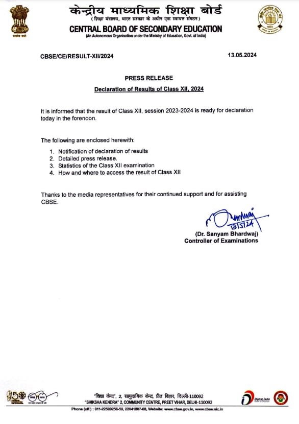 #BreakingNews: Central Board of Secondary Education (CBSE) declares Class XII results. @timesofindia @TOI_Nagpur @vrNagpur @nagpur_matters @SGattewar_NGP @jornovinaypande