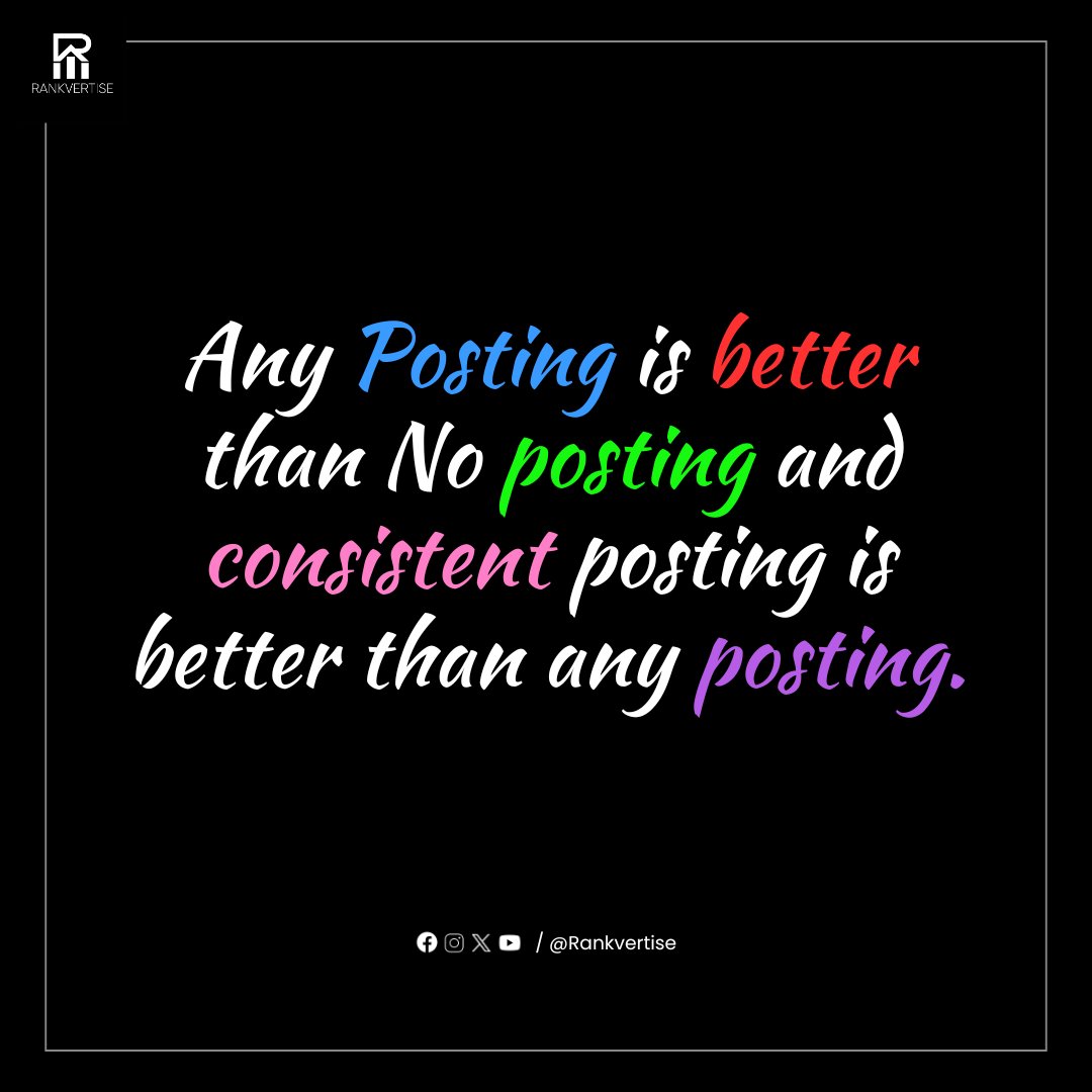 Rankvertise_'s tweet photo. Any posting is better, rather than no posting!
.
#rankvertise #digitalmarketinagency #digitalmarketing #explore
.
(SEO: digital marketing, digital marketing agency, digital marketing for beginners, digital marketing memes, comedy video, sister reels, SEO, search engine) https://t.co/usqaismOJs