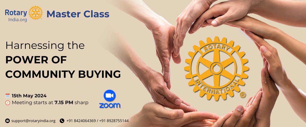 rizones4567's tweet photo. 🌟 Rotarians! Join our Master Class on 'Community Buying' this Wed, May 15th, 7:15 PM IST. 

💼 Discover how we negotiate deals, amplify impact, and support local causes. 

Register: https://t.co/xWGmT0DmGP 

make a difference together! ✨

#rotaryindia #Masterclass #Zoom https://t.co/XjOhVxHoRt