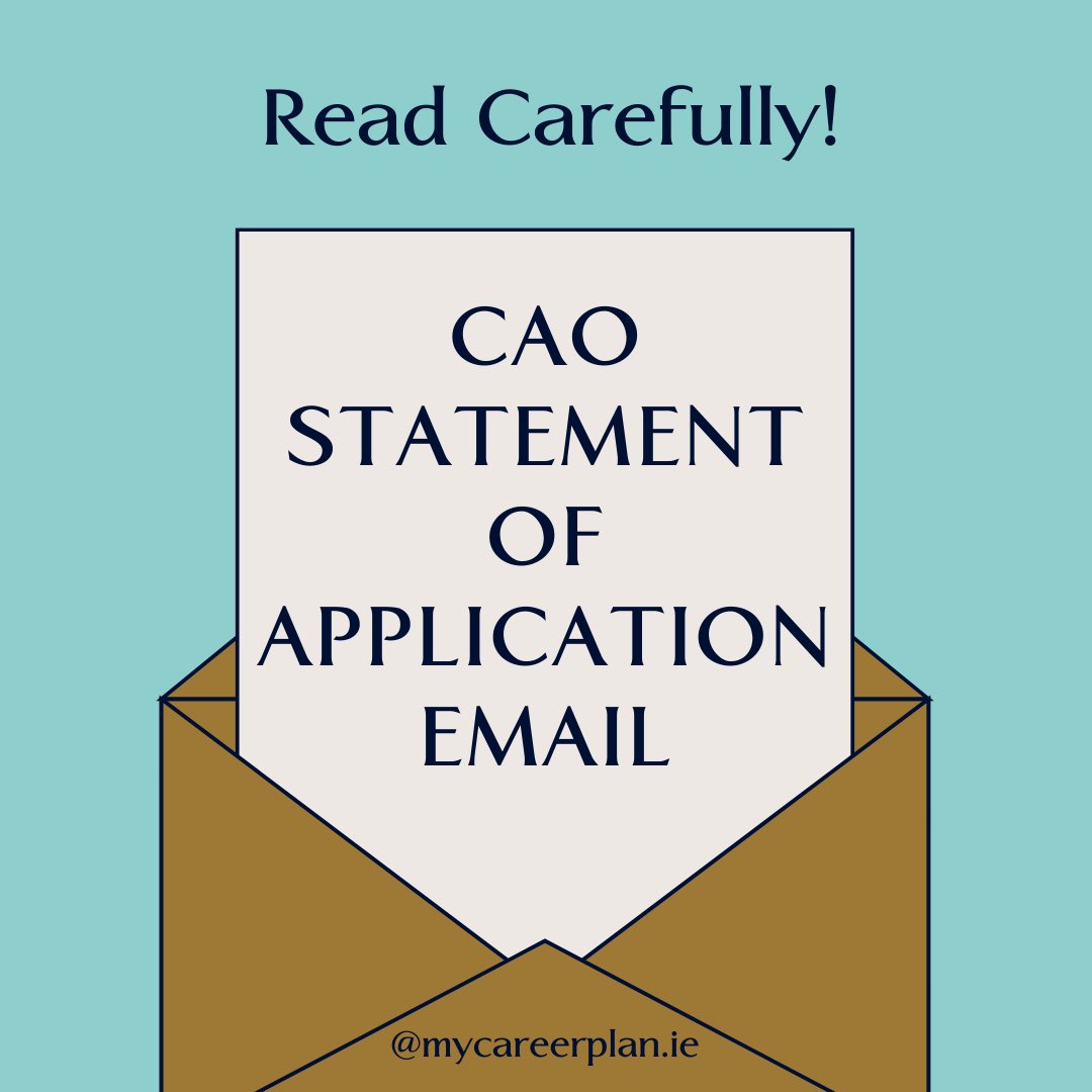 ‼️CAO Statement of Application Email is sent to all applicants in May. Read carefully & follow the instructions to check all your details are correct to avoid serious consequences at Offer stage! 

cao.ie/video

#CAO #CAO2024 #LeavingCert #leavingcert2024