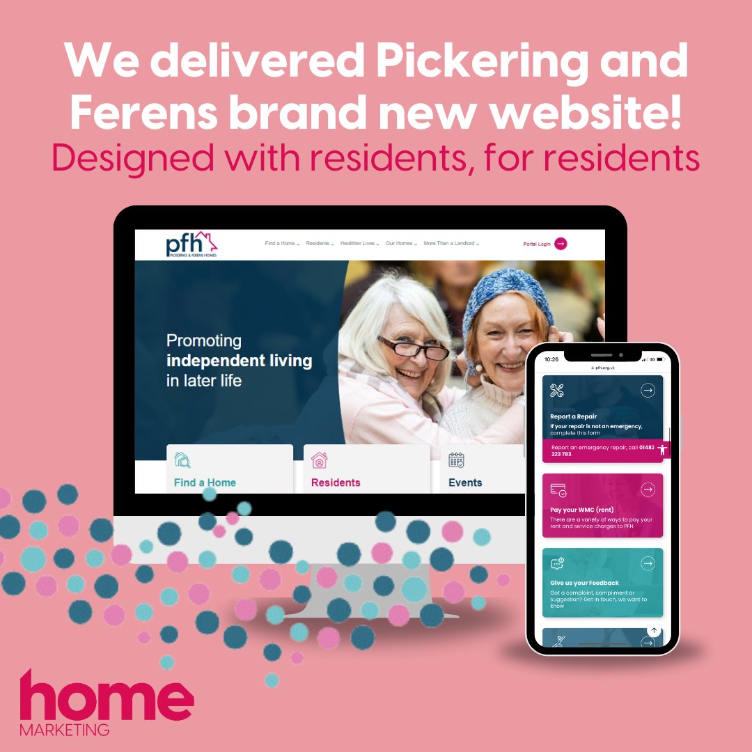 One of our recent projects has been the delivery of Pickering and Ferens Homes brand new website! 

We worked alongside residents directly to ensure accessibility, a fresh new look and feel and an easy to use calendar to view all of their events 🙌 pfh.org.uk