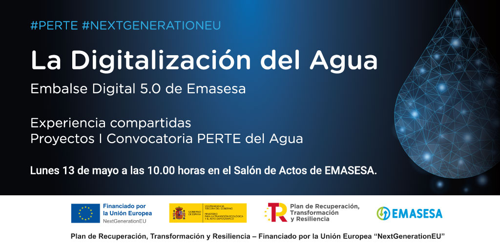 🔊#Hoy celebramos la Jornada 'La Digitalización del Agua. Embalse Digital 5.0 de EMASESA' 📹Puedes seguir la jornada en streaming a través del siguiente enlace 🔗acortar.link/hIUqj1 👉Toda la info de la jornada🔗acortar.link/CVD41P #TuAgua #PerteDelAgua #NextGenerationEU