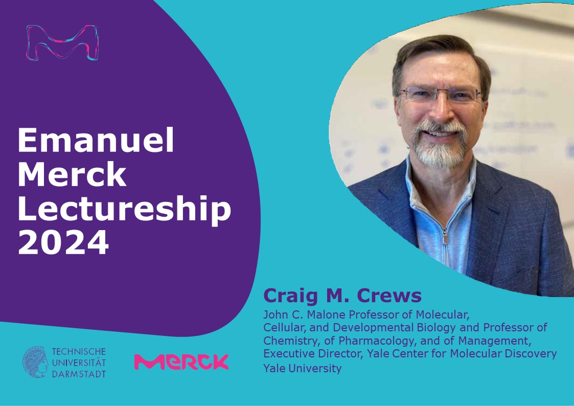 Congratulations to Craig M Crews for winning the 2024 Emanuel Merck Lectureship, a renowned award given out jointly by Merck and TU Darmstadt to honor scientists for outstanding contributions to chemical and pharmaceutical research merckgroup.com/en/research/gr… #emanuelmercklectureship