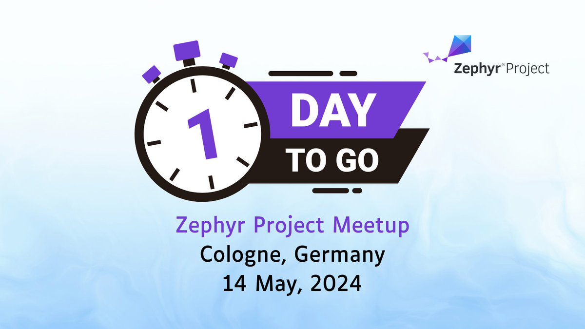 Just 1 day left until the Zephyr Project Meetup @grandcentrix in Cologne! Join us tomorrow for talks on Matter, Tracing in Zephyr, and Zephyr’s new Hardware Model. Register now! hubs.la/Q02wxthg0