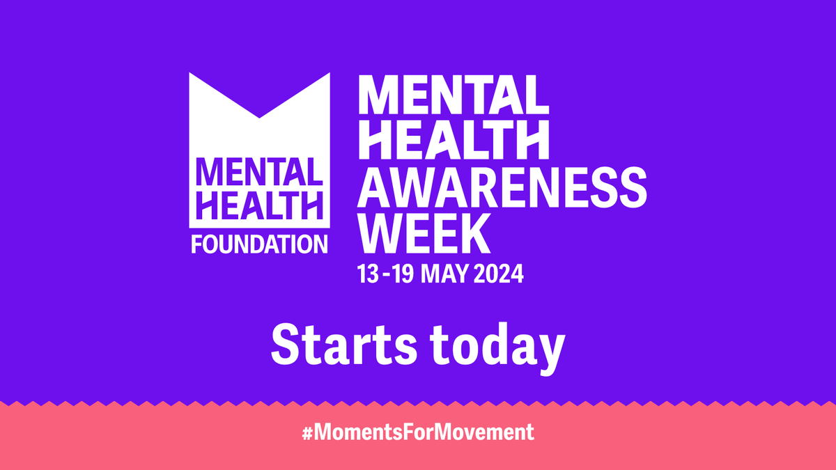 It’s #MentalHealthAwarenessWeek! 💜 This year’s theme is movement, and during the week, we want to help you find more moments for movement in your daily life. 📢 Share your #MomentsForMovement! Find out more: mentalhealth.org.uk/mhaw
