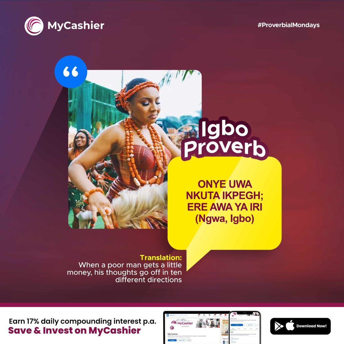 Making money is great, but it can be easy to spend it all on instant gratification. That's why saving requires a wise approach, not just a high income.

Download MyCashier App and start saving today,

#mycashierlife #savings #personalfinance #nigeria