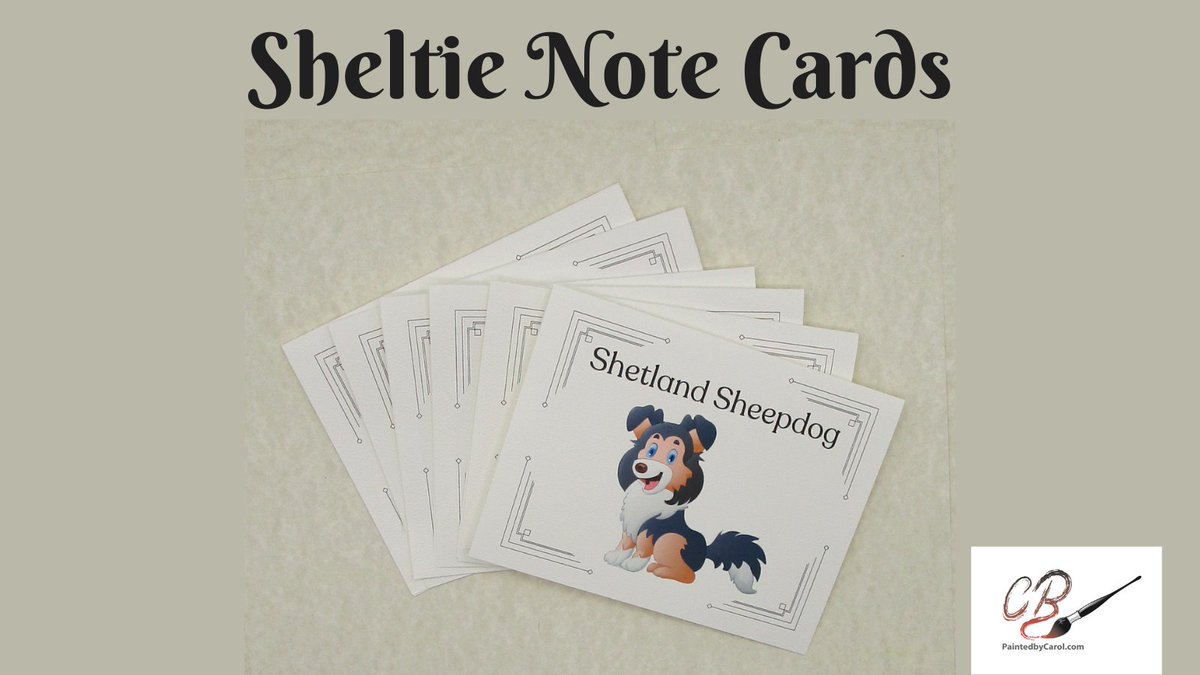 Our sweet Shetland Sheepdog note cards make an exceptional gift! They come in a gift-boxed set of six. Click the link to order today! #Sheltie #Gifts paintedbycarol.etsy.com/listing/154510…