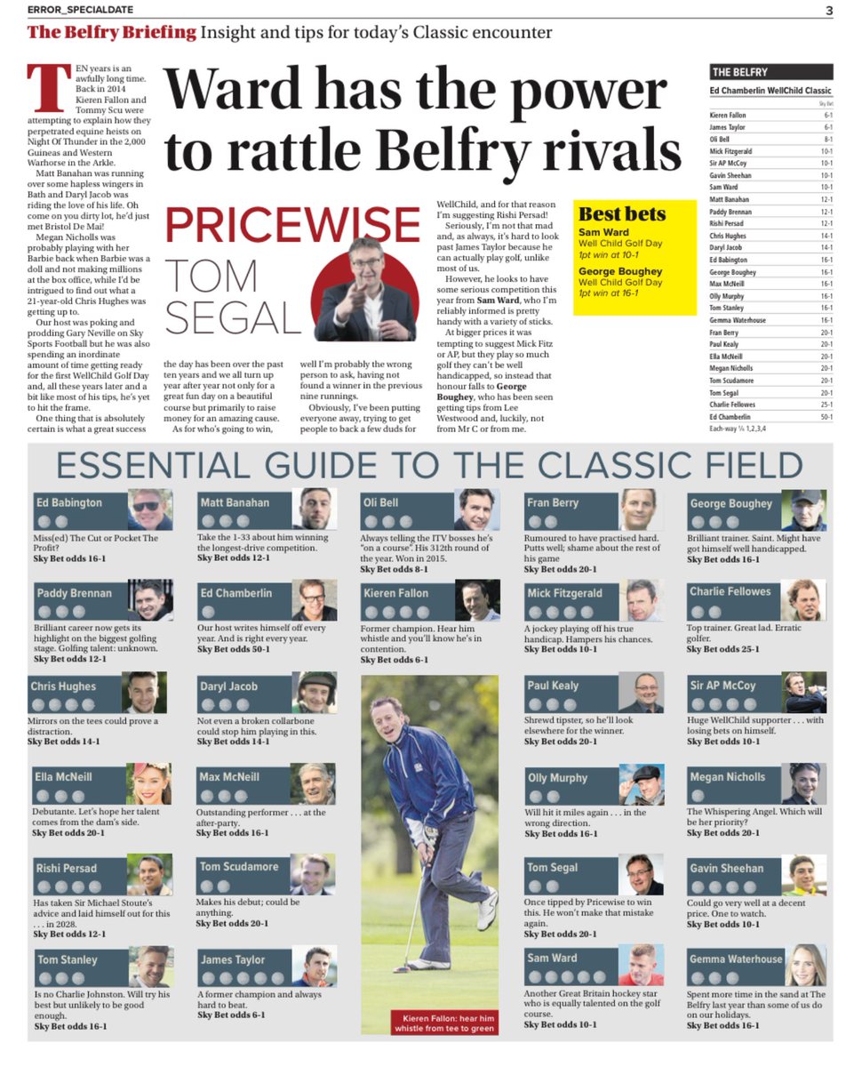 Tenth anniversary of the <a href="/WellChild/">WellChild</a> EC Golf Day 😮. 
Hoping to smash through the £500k barrier today raising money to nurse seriously ill children at home 💜