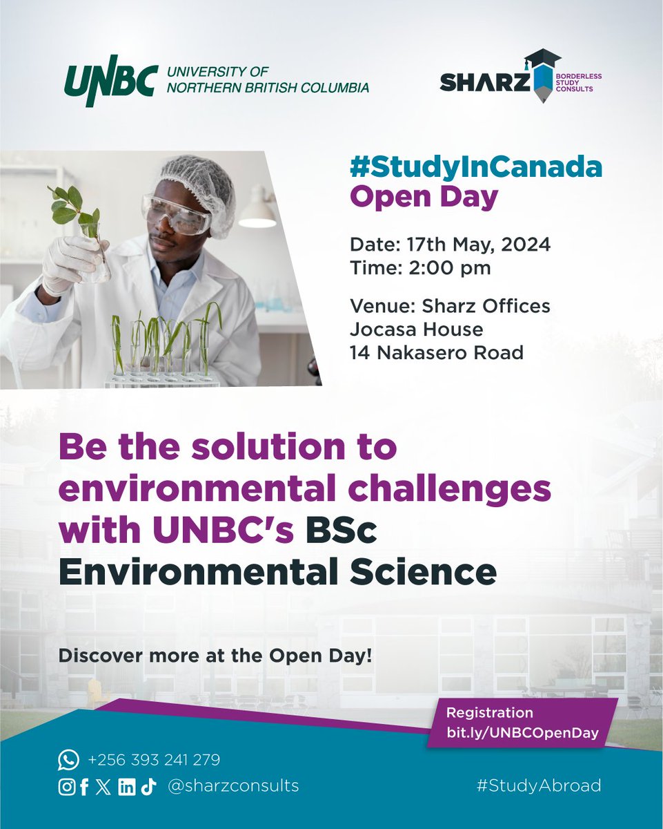 Empower yourself to make a difference with BSc Environmental Science @UNBC.
Join us at the #StudyInCanada Open Day to delve into program specifics, from understanding ecosystems to implementing proactive environmental solutions. 
Reserve your spot today! bit.ly/UNBCOpenDay…