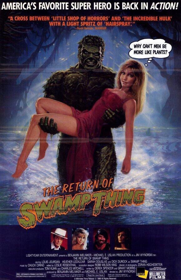 🎬MOVIE HISTORY: 35 years ago today, May 12, 1989, the movie 'The Return of Swamp Thing' opened in theaters! #LouisJourdan #HeatherLocklear #DickDurock #SarahDouglas #AceMask #MoniqueGabrielle #DanielEmeryTaylor #JoeySagal #RonReacoLee #JimWynorski