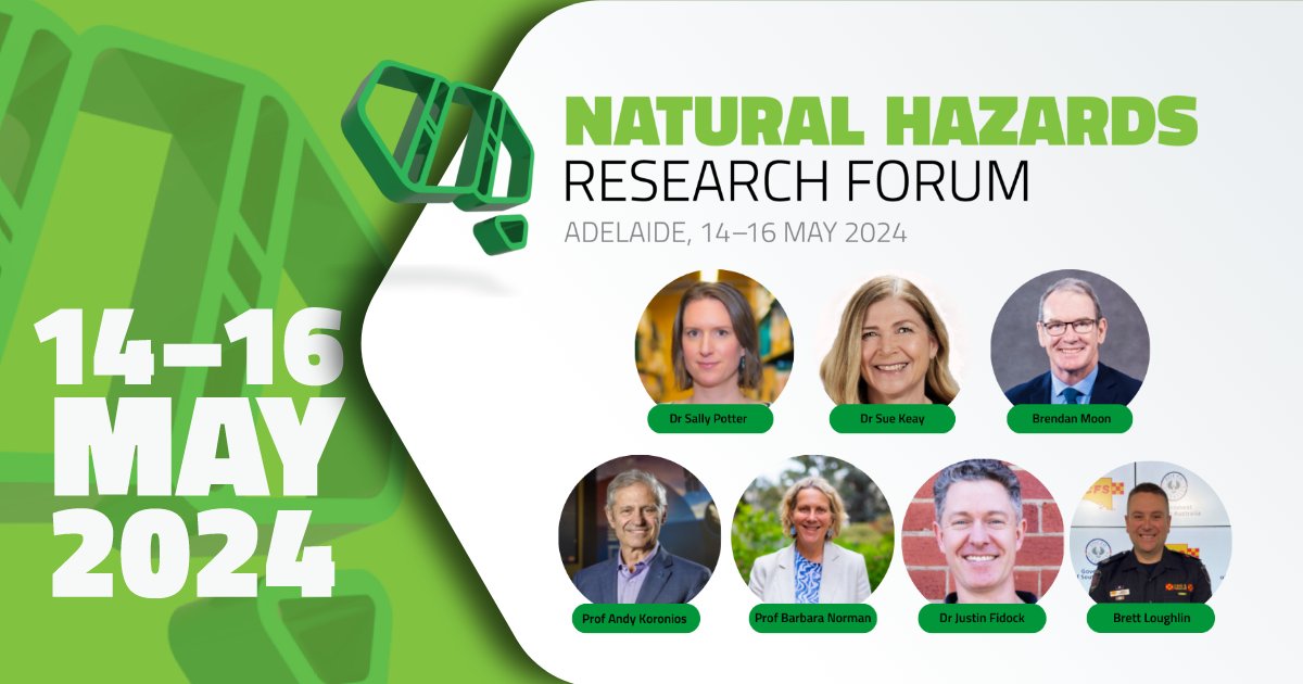 The best disaster science in the country plus a special keynote from a New Zealand warnings expert will be showcased this week in #Adelaide at the Natural Hazards Research Forum. Learn more naturalhazards.com.au/news-and-event… 
#NHRF24