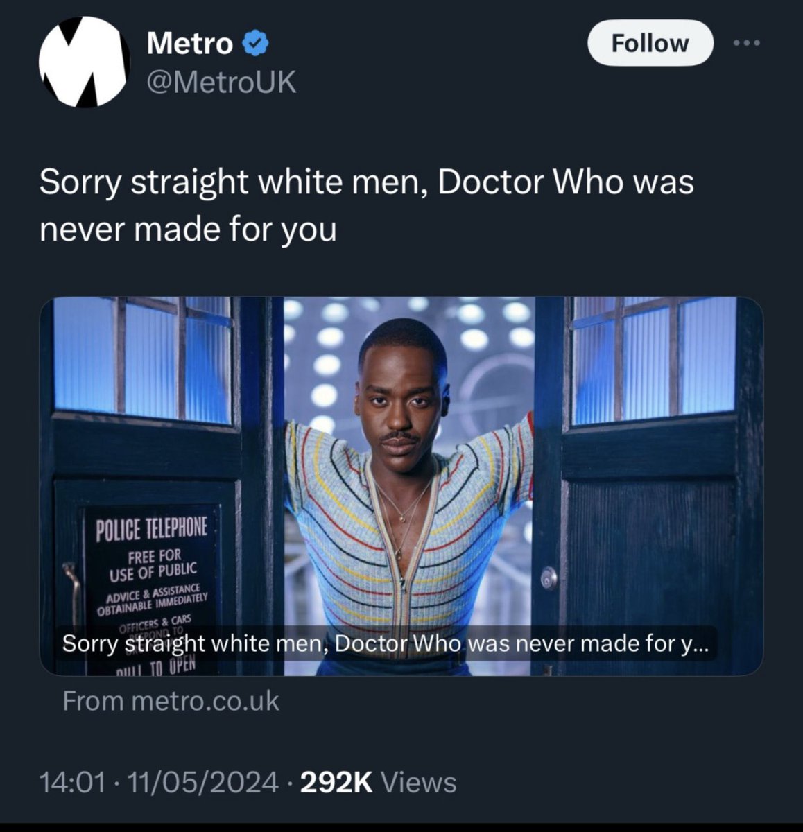 Metro UK deletes its X account after drawing flak for the below post #DoctorWho #MetroUK