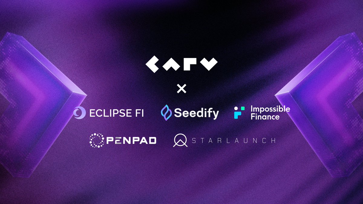 CARV Node Sale fever is in the air. Join the wave as multiple launchpads participate in the big event.
Here are their respective sale dates:

🔽 ECLIPSE FI @Eclipsefi:
WL Sale: 20 May, 10AM UTC - 22 May, 10AM UTC
FCFS: 22 May, 10AM UTC - 23 May, 6AM UTC (20 hrs)
🔽 Seedify…