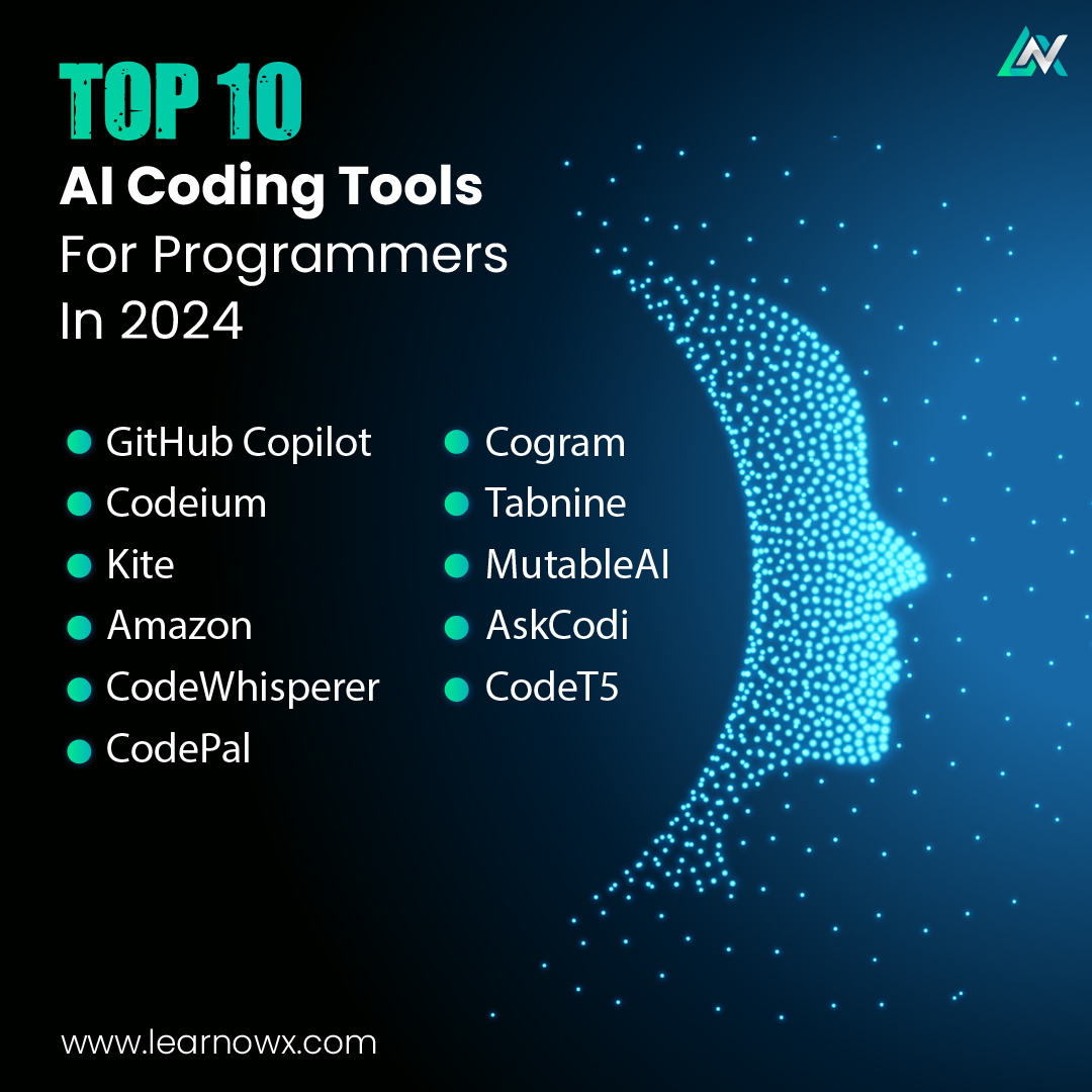 learnowx's tweet image. Unlock the future of coding with these Top 10 AI Coding Tools of 2024! 💻✨
.
.
#aiprogramming #coderevolution #techtools #learnowx