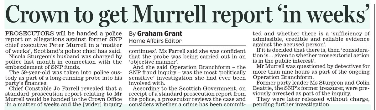 Prosecuters don't even have the Peter Murrell report yet?

Hmm.