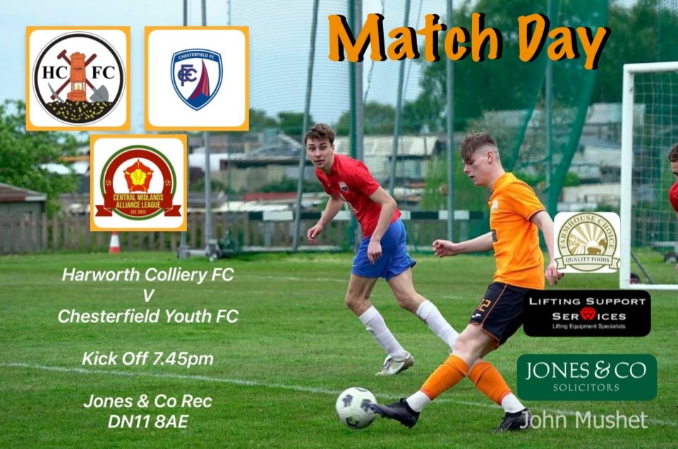 🧡 First Team Home 🖤
🆚 @ChesterfieldYth
🏆 @CentralMidsAll 
⏰ 7.45pm
🏟 @jones_solicitor Rec
📍 DN11 8AE 
🎟 Adults £3 Concessions £2
🎫 Members and Kids Free 
📖 Programmes £1
🥧Toms Tea Room Open
🍺Shaft Side Open
#VivaColliery