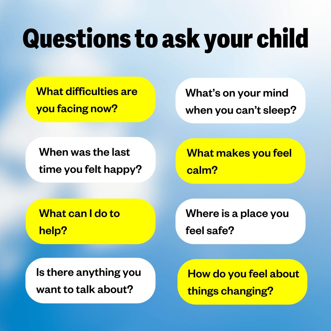 There is no better time to start a conversation with your child about mental health. Here are some questions you can ask to get the conversation going. #MentalHealthAwarenessWeek
