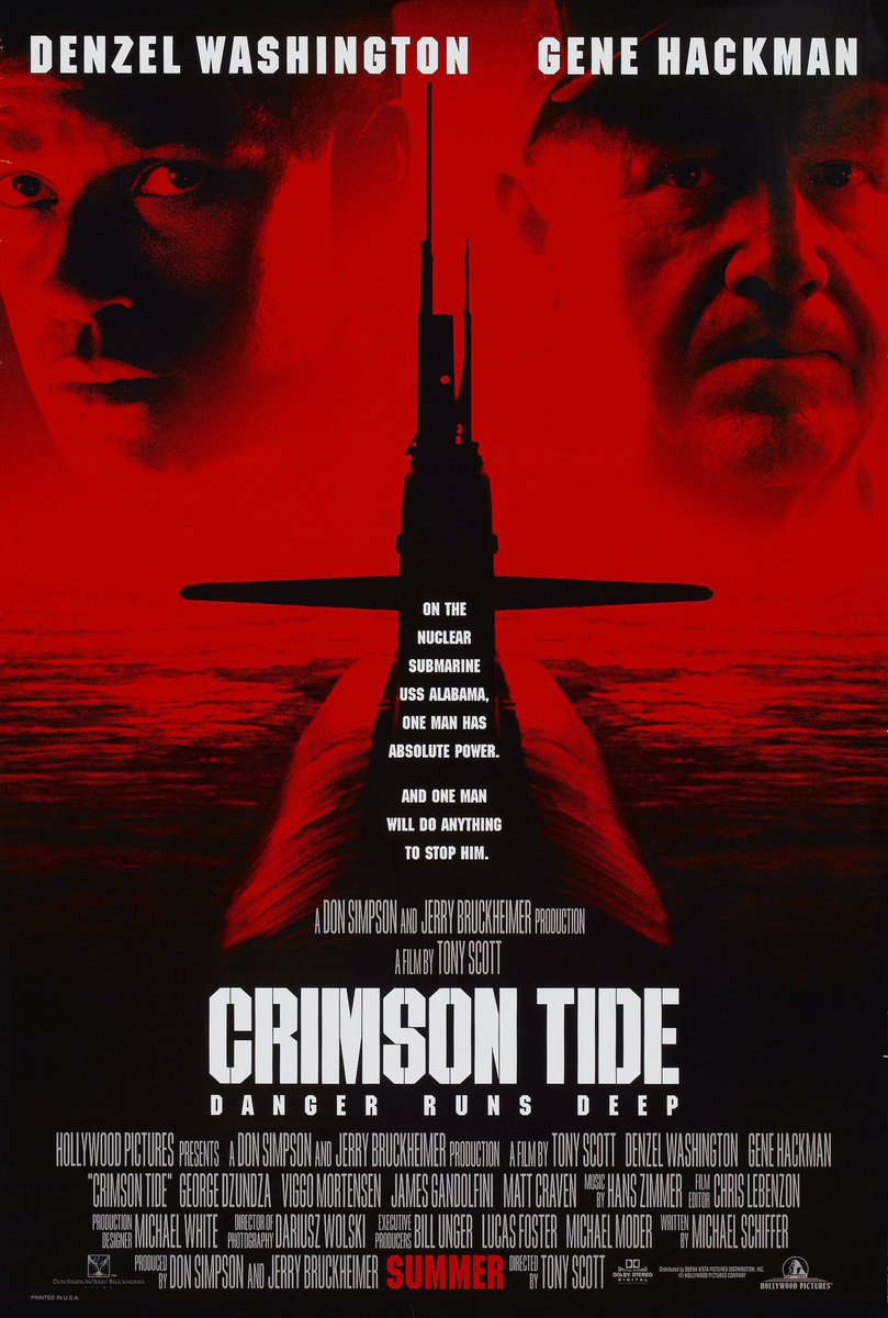 🎬MOVIE HISTORY: 29 years ago today May 12, 1995 the movie 'Crimson Tide' opened in theaters! #DenzelWashington #GeneHackman #MattCraven #GeorgeDzundza #ViggoMortensen #JamesGandolfini #RockyCarroll #JaimePGomez #MichaelMilhoan #DannyNucci #RickSchroder #SteveZahn #RyanPhillippe