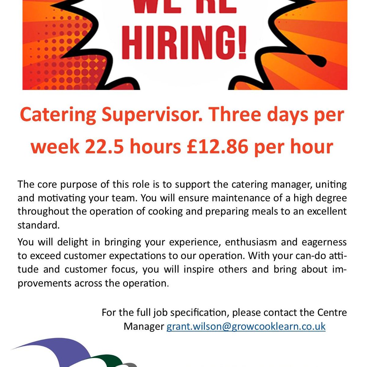 Our cafe keeps getting busier and we want somebody special to help run our catering offer. If you love preparing meals from scratch using fresh, local ingredients, baking delicious cakes and heading up the kitchen on the Catering Manager's days off, then you could be that person