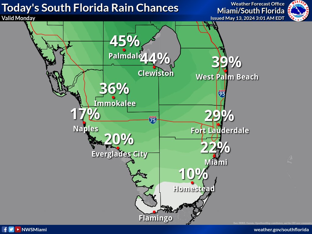 Above normal temps will continue today and for much of the upcoming week. Scattered showers and thunderstorms expected this afternoon and evening, with a few strong to severe storms possible. #FLwx