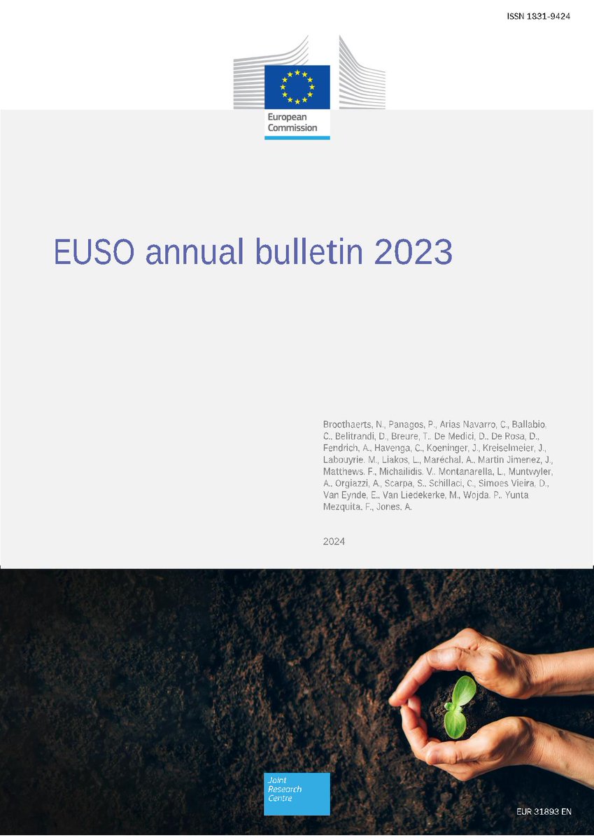EU Soil Observatory (EUSO) Bulletin 2⃣0⃣2⃣3⃣ is published. Policy support for the Soil Monitoring Law📰, Soil Mission and other policy areas. Info about the EUSO Health Dashboardℹ️. 17 new datasets and 46 publications in 2023 and the Stakeholder Forum🧑‍🤝‍🧑. publications.jrc.ec.europa.eu/repository/han…
