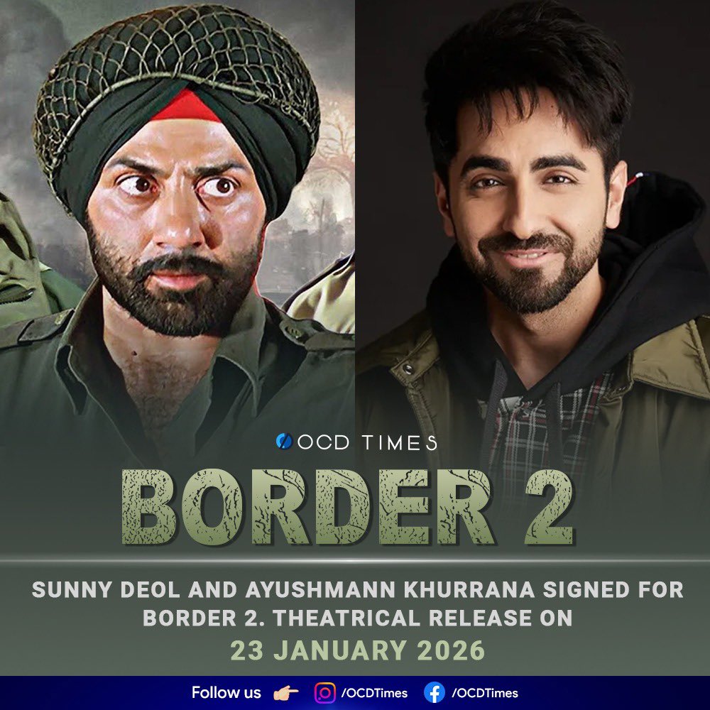 Do you think it's the Gadar 2 effect ? Will this be a genuinely good war film or is it gonna be nust another cashgrab project riding high on nostalgia? . #OCDTImes #SunnyDeol #AyushamannKhurrana #Border2 #JPDutta #NidhiDutta #Tseries