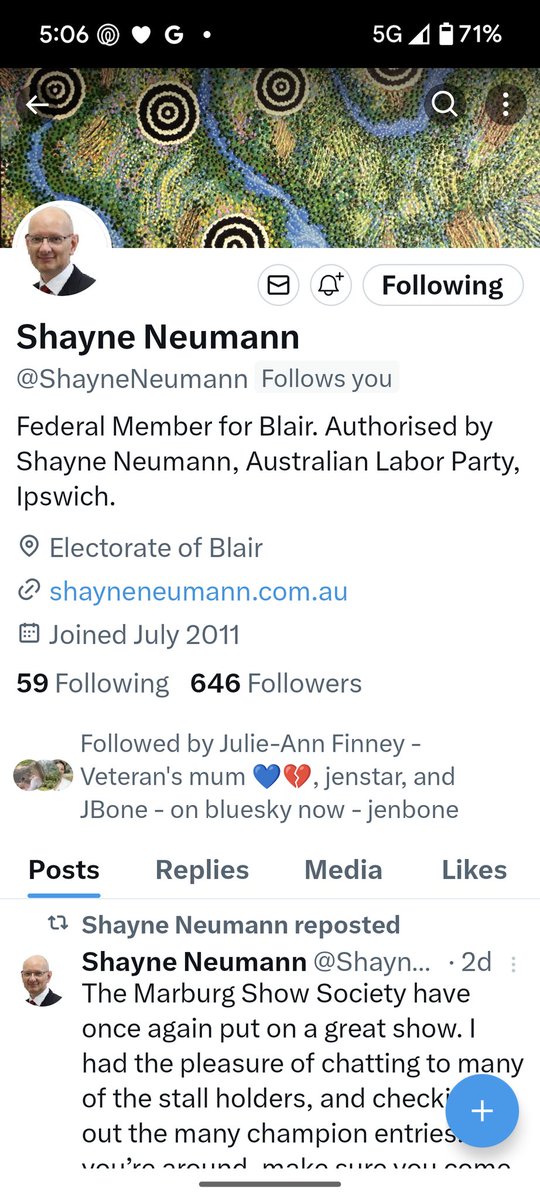 Be aware @ShayneNeumannMP, you have an imposter on this platform. See screencap below. Note the absence of MP in the handke #auspol