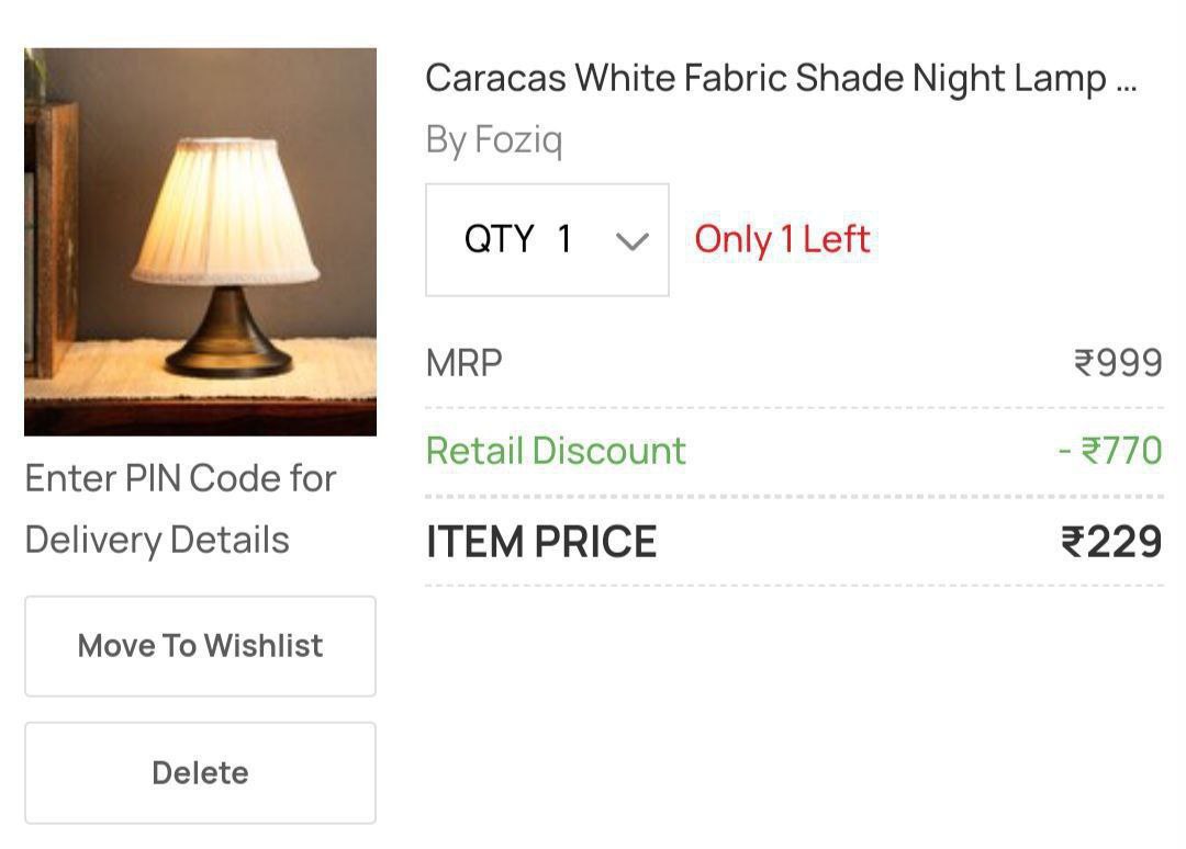 Pepperfry Loot : Caracas White Fabric Shade Night Lamp With Metal Base at ₹229

bit.ly/3JZE3NU