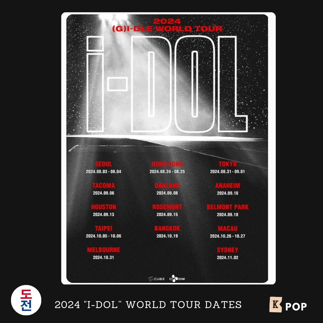 (G)I-DLE announces tour dates for their 2024 'i-DOL World Tour'!

dojeonmedia.com/post/g-i-dle-a…

#dojeonmedia #dojeon #도전미디어 #도전 #여자아이들 #GIDLE #iDOL #2024_GIDLE_WORLDTOUR #gidleyuqi #YUQI #minnie #MIYEON #SHUHUA #SOOJIN #soyeon #Neverland