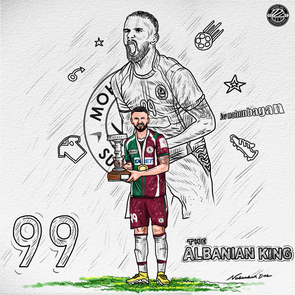 THE ALBANIAN 👑 8 GOALS⚽⚽⚽⚽⚽⚽⚽⚽ 1 Assist 🎁 22 apreances ⛹️ ✅FOLLOW for more football artworks. @Mohun_Bagan @mohunbagansg @TalkFootball_hd #mohunbhagan #MSDhoni𓃵 #ISL