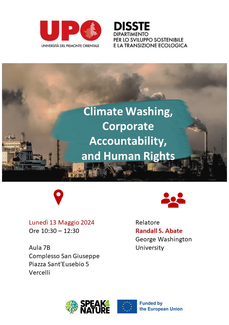 We couldn't be happier announcing the presence of Prof. Randall S. Abate, from George Washington University, at @UniAvogadro to talk about climate washing, animal law and environmental law. 🌍