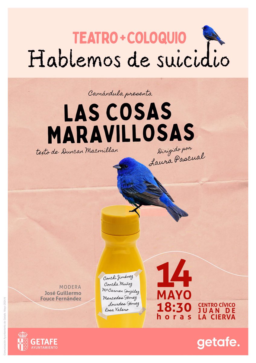 Mañana día 14 en el Centro Cívico de Juan de la Cierva, en Getafe.