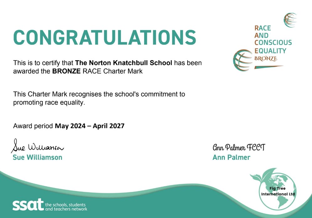 It's Monday and we are clearly in the mood for celebrating! Another school to recognise. #NortonKnatchbullSch, what a way to go! Great achievement and thank you for everything that you are doing. Keep up the work. #thetimeisnow. figtreeinternational.org.uk/race-charter-m…