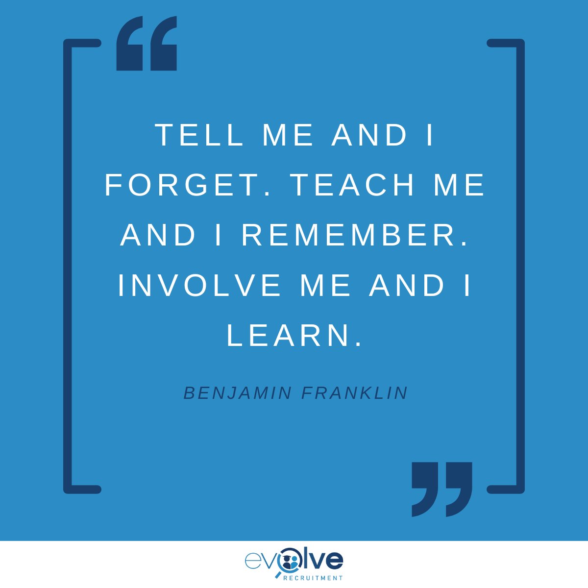 Engage, involve, and empower for lasting learning! With hands-on experiences, students don't just remember – they truly learn.

#QuoteOfTheDay #EvolveRecruitment #Teaching #JobOpportunities #StudentEngagement #ActiveLearning #Empowerment