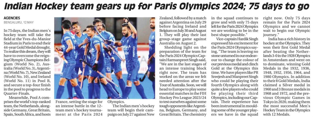 Countdown for Glory : Indian Hockey Team ready to make their mark in the olympics! 🏑🇮🇳 Read the full article to find out how the team is prepping for Paris #HockeyIndia #IndiaKaGame . . @CMO_Odisha @sports_odisha @IndiaSports @Media_SAI @Limca_Official @CocaCola_Ind