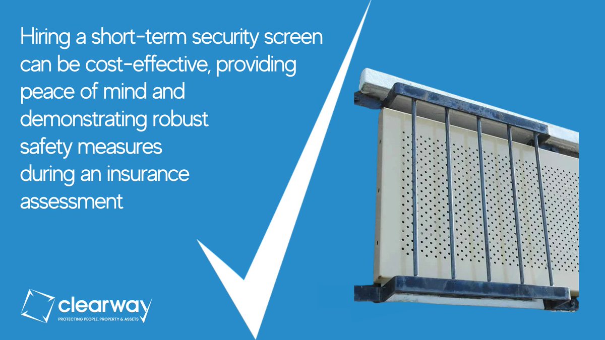 Hiring a short-term security screen can be cost-effective, providing peace of mind and demonstrating robust safety measures during an insurance assessment. Find out more about our security screens here: ow.ly/L6JX50Rzxzy #security #vacantproperty #propertymanagement