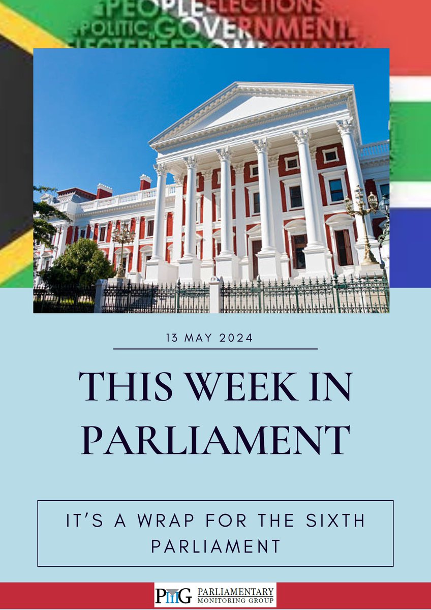 Both chambers will conclude their business on Thursday with the traditional farewell speeches, where MPs reflect on their time in office and express good wishes to their colleagues pmg.org.za/blog/This%20We…