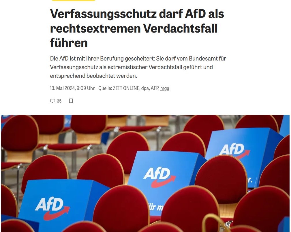 📢NEWS: Das Oberverwaltungsgericht in Münster hat entschieden: Die #NoAfD darf bundesweit vom Verfassungsschutz als rechtsextremer Verdachtsfall eingestuft werden.