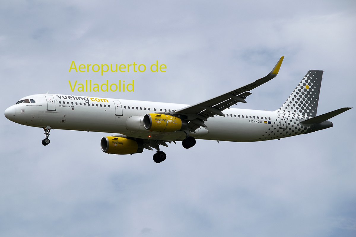 Tras decir @vueling que deja de operar en Valladolid por falta de demanda, ayer operó sus vuelos con el mayor avión que tienen en flota, el @Airbus A321 de 220 plazas EC-MOO.