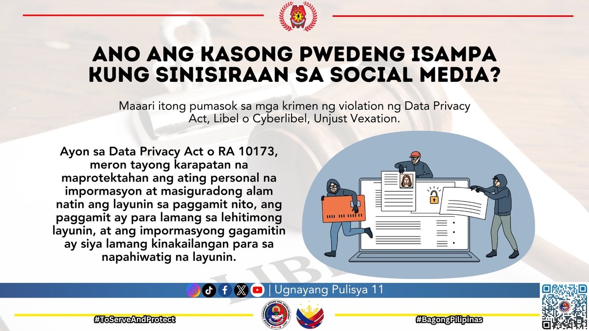 CRIME PREVENTION TIPS | Ano ang kasong pwedeng isampa kung sinisiraan sa social media?

#TeamPRO11
#ToServeandProtect
#BagongPilipinas
#ditosabagongpilipinasgustongpulisligtaska
#UgnayangPulisya11