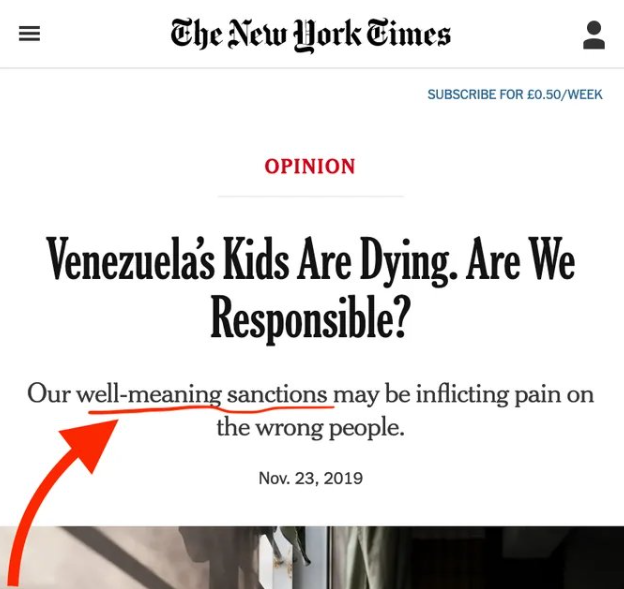 Sure, sanctions may be hurting the wrong people, but at least they're hurting someone! #AmericaFirst #SorryNotSorry 'Virtue is more to be feared than vice, because its excesses are not subject to the regulation of conscience.' — Adam Smith, Wealth of Nations (1776)