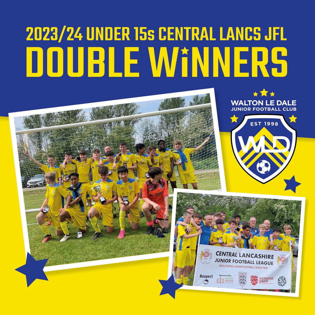 What better way to start the week than with a very special Monday mention for our U15 boys. Having completed an unbeaten season as league champions, they won their cup final too! Congratulations to our 'invincibles' of 2023/24 for their historic double! 🏆🏆💛🥳